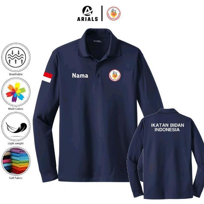 Arials Polo shirt Baju Kaos Kerah Lengan Panjang IBI Ikatan Bidan Indonesia