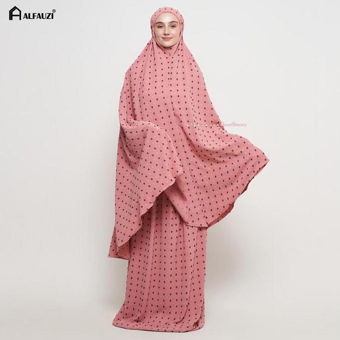 Alfauzi - Mukena Dewasa Crinkle Dot Twotone Uragiri Airflow Premium Pouch Panjang Variasi Bawahan Le
