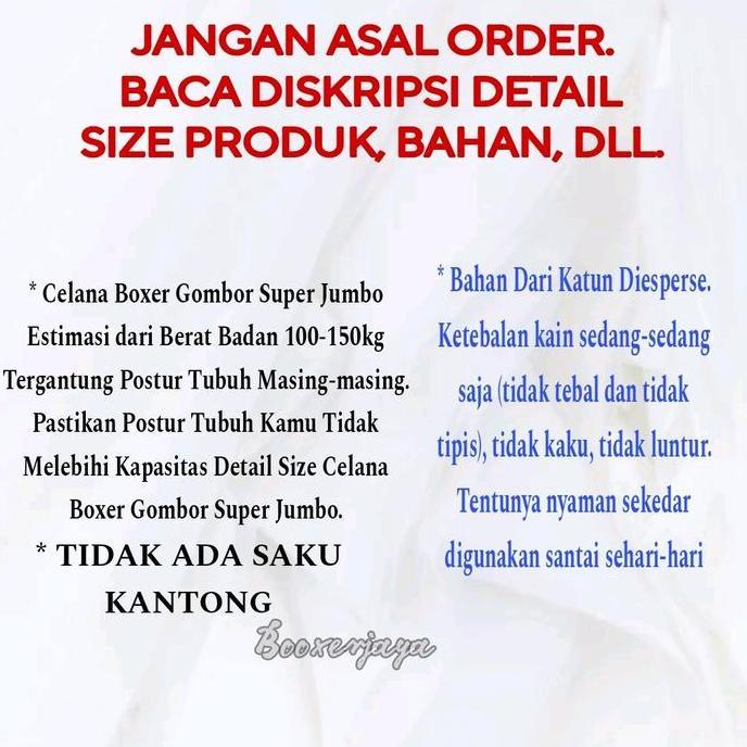 Boyboying- Dapat 3 Celana Boxer Gombor Super Jumbo Bb 100Kg Sampai 150Kg Pria Wanita Celana Kolor Pe