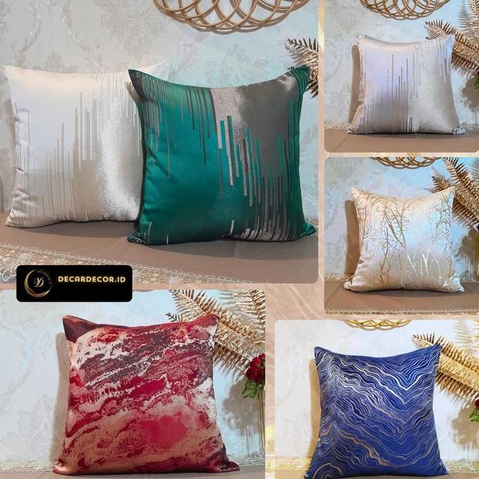 Sarung Bantal Kursi Sofa Mewah Marble Gold Sarung Bantal Mewah Emas Benang Silver