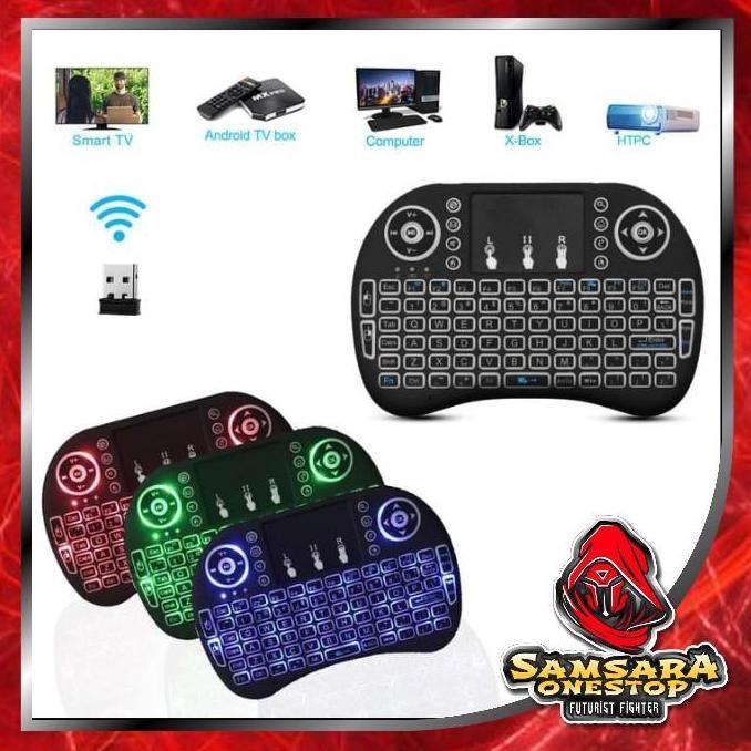 Jaminbos- Keyboard Air Mouse I8 Mini Keypad Wireless Touchpad Backlight Rainbow