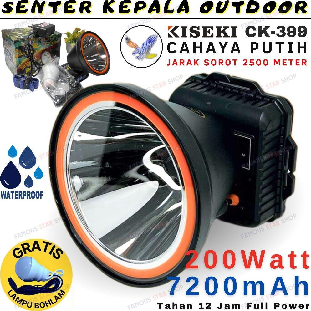 HeadLamp LED Waterproof KISEKI CK-399 200 W | Senter Kepala KISEKI 200 Watt CK-399 Cahaya Putih Bate