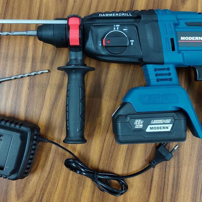 Promo Bor Jack Hammer Drill Cordless Baterai MODERN Rotary Hammer M-100 26mm Diskon