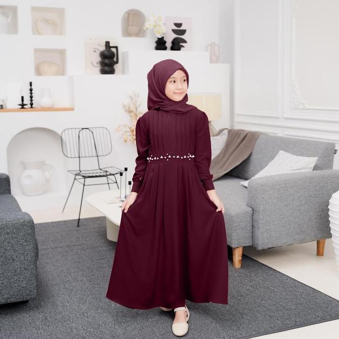 [Demore] - Reyane Baju Gamis Anak Perempuan - Outfit Dress Muslim Wanita Remaja - Syari Lebaran Shak