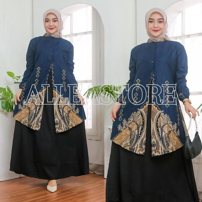 Regreg- Gamis Batik Motif Terbaru Alleastore, Dres Muslim, Gamis Batik Kombinasi Katun Muslim Wanita