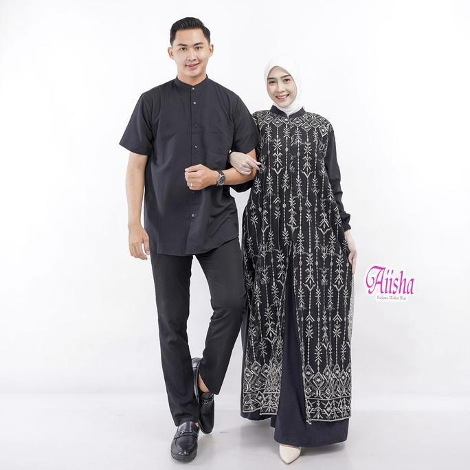 Regreg- Aiisha Langsung Kirim | Gamis Lebaran Mewah Madaniyya | Baju Couple Suami Istri Bahan Cotton
