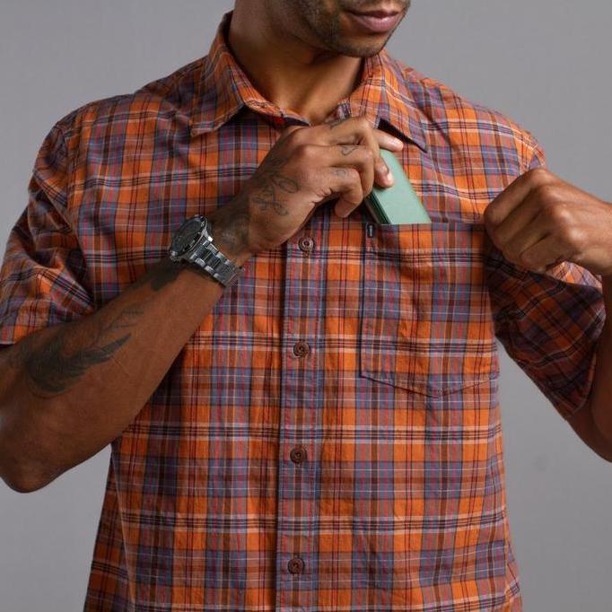 M.Gee Kemeja Casual Lengan Pendek Pria Mgee Orinal ALTO C123 Orange