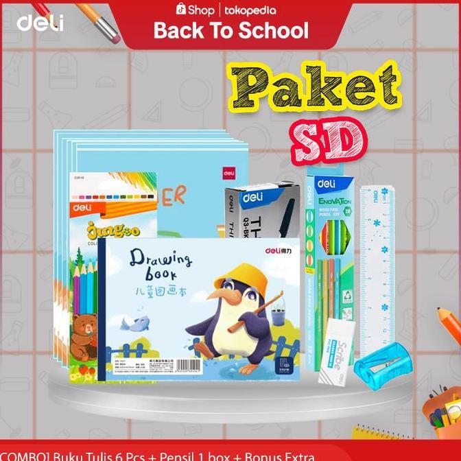 [BTS Back To School] PAKET SD SEKOLAH DASAR Buku tulis/pulpen/Pensil Set/Penggaris/buku gambar/pensi