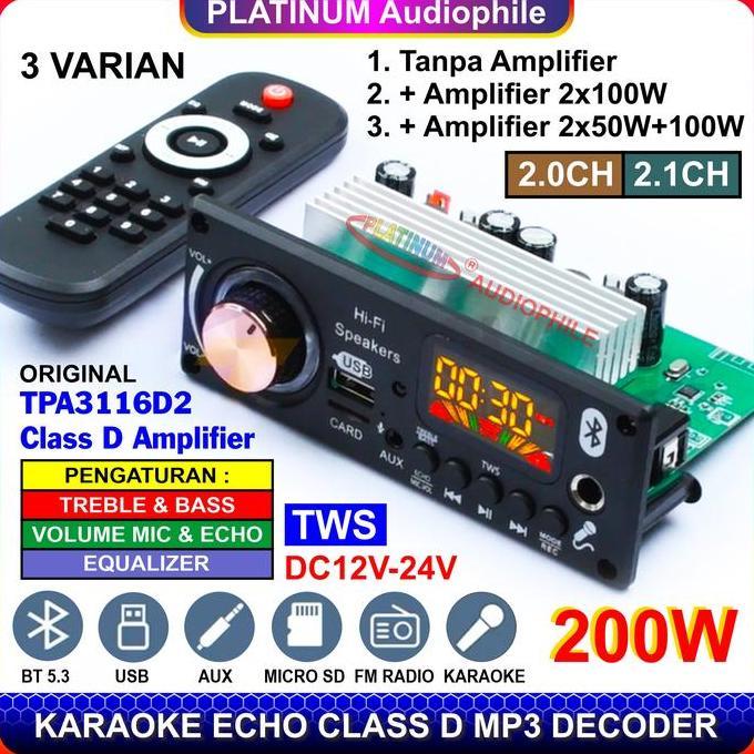 Modul MP3 Bluetooth 5.3 Karaoke Echo TPA3116 Amplifier 2.0ch/2.1ch Trolley Speaker 185BT 186BT 187BT