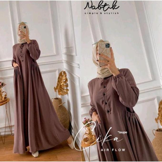 Regreg- R-Dafa Gamis Crinkle Airflow Premium Wanita Busui Kancing Depan-Gamis Murah Tapi Mewah Putih