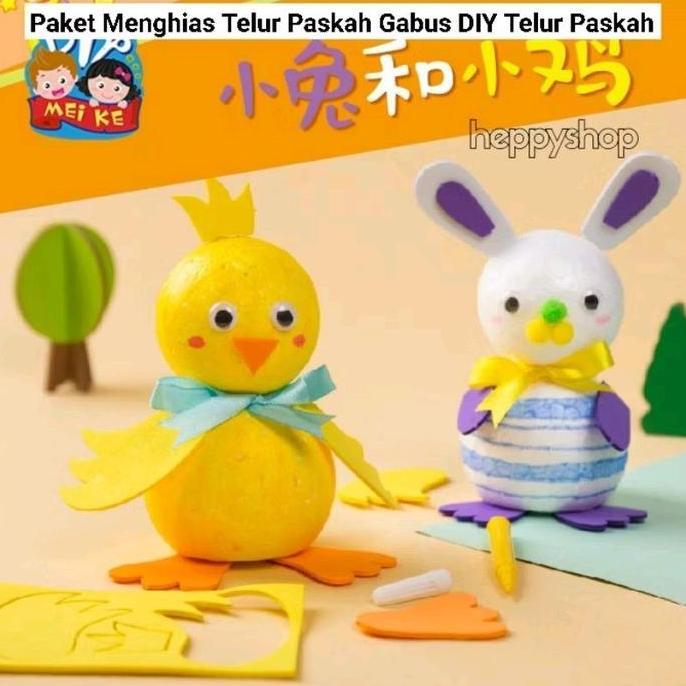 langsung order saja] Paket Menghias Telur Paskah Gabus DIY Telur Paskah, Telur Plastik