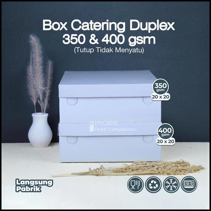 CATERING BOX DUPLEX 20 X 20 / KOTAK MAKAN KERTAS PUTIH UK.20 (PER PACK) best seller