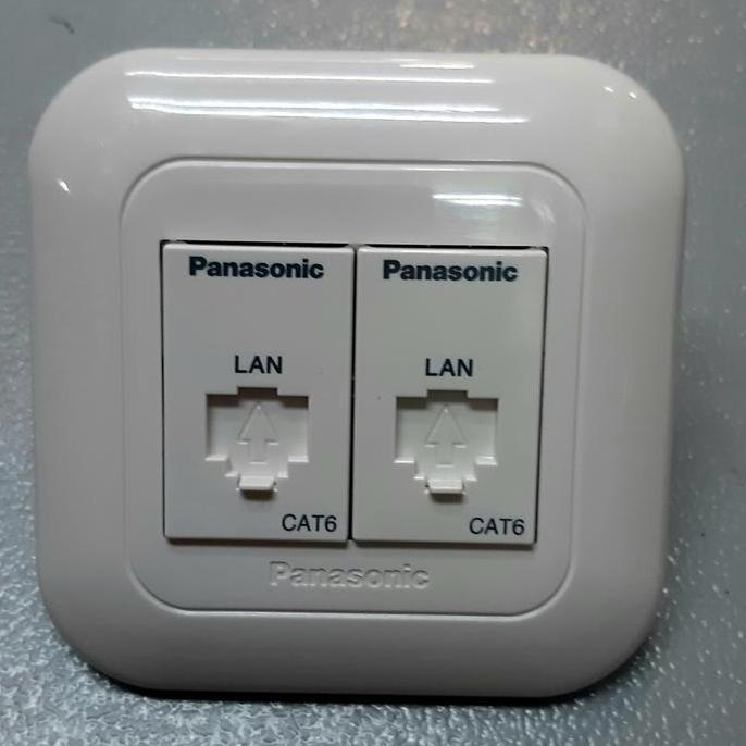TERMURAH - Panasonic frame 2 Hole + Outlet Data Cat6 + Outlet Data Cat6