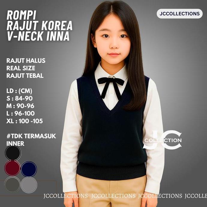 DS303 >> Rompi Rajut Anak Perempuan Vneck Gaya Korea Inna