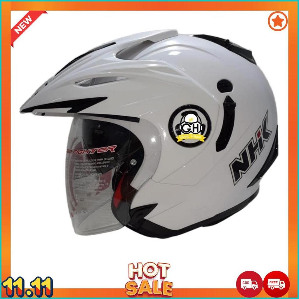 Helm Nhk Halfface Nhk Aviator Solid White Helm Nhk Helm Motor Nhk [H2]