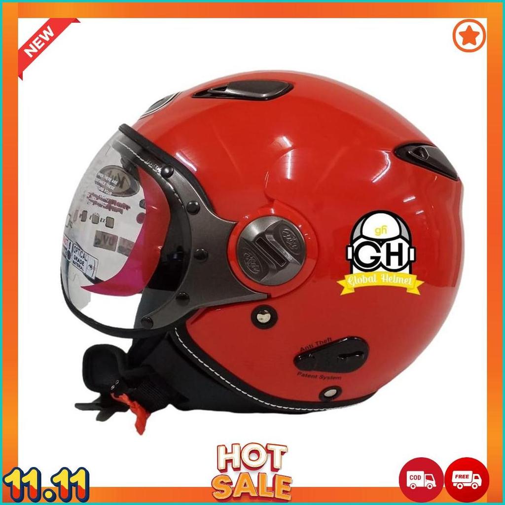 Helm Kyt Elsico Solid Fire Red Half Face Kyt Helm Half Face Kyt Elsico Fire Red [H2]
