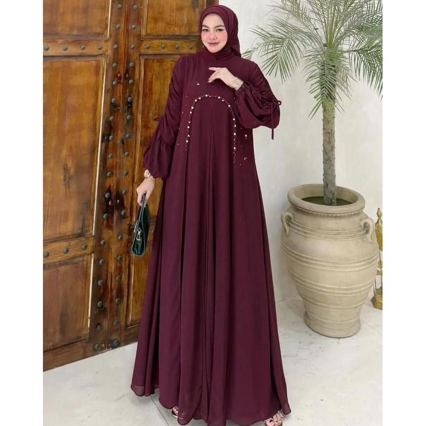 BEST SELLER ELORA DRESS GAMIS 2025 MODEL TERBARU ABAYA TURKEY MAXI DRESS ARAB SAUDI PAYET MUTIARA ZE