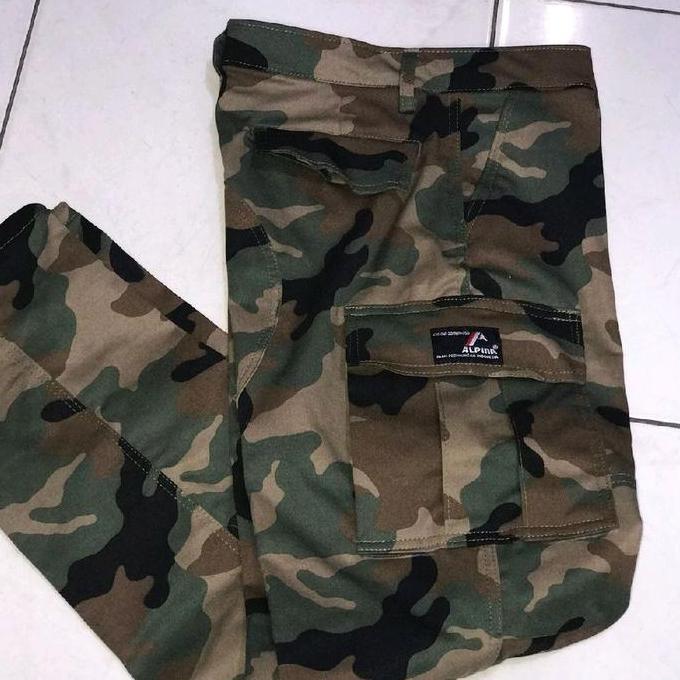 Alpina celana cargo loreng langsung Katun Twill Pria