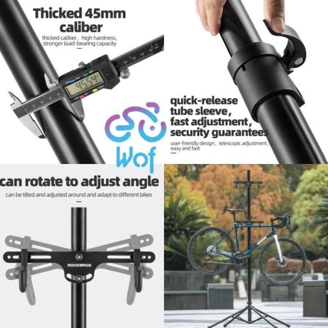 Rockbros Bn-W008 Rak Standar Rak Kerja Service Repair Sepeda Adjustable  180-280Cm Untuk 2 Sepeda Bi