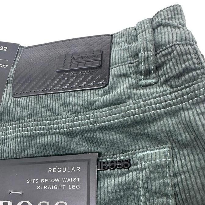 Celana Pria Corduroy Stretch ZG BOSS Green HIJAU - Regular Fit