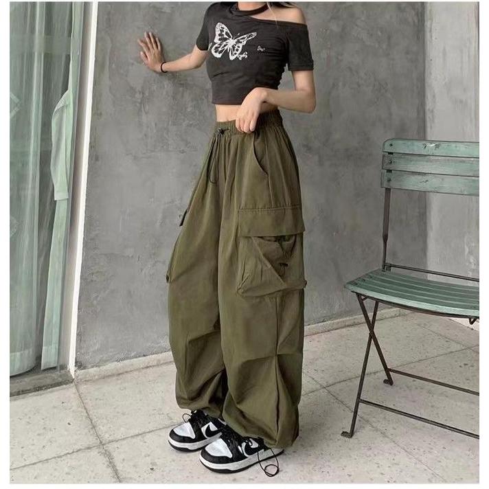 FREE ONGKIR N5  - CELANA CARGO WANITA KOREA LOW WAIST GIO CARGO PANTS FIT PANJANG KULOT