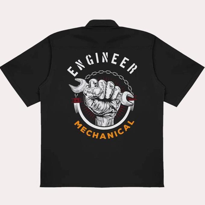 DISKON ONESHIRT KEMEJA WORKSHIRT ENGINEER BAJU PDH  KATUN  HITAM WEARPACK PRIA