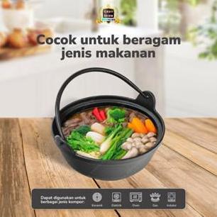 Kualitass- Cast Iron Hotpot Bowl 26 Cm Panci Shabu Suki Kuah Korean Food Premium