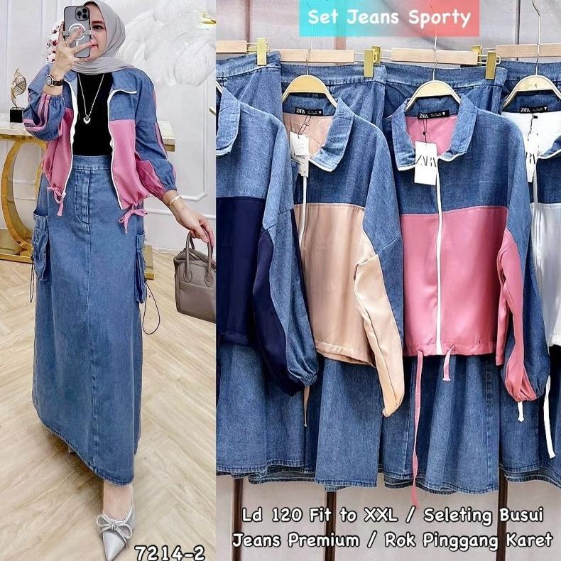 Saless Cod // Setrok Sporty Original Zara Setelan Rok Cargo Jeans Terbaru Termurah Kekinian