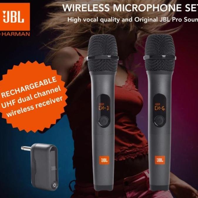 Mic Wireless JBL 2 Mic Original Karaoke With Reciever Top Suara