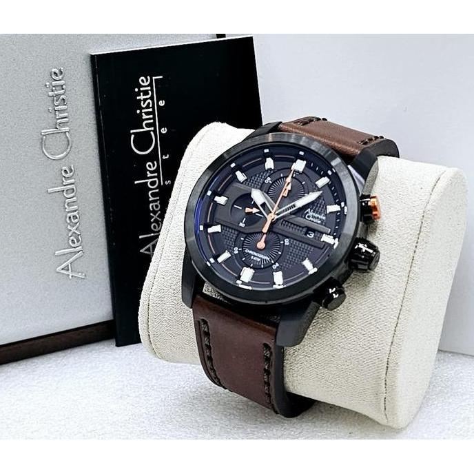 Jam Tangan Pria Alexandre Christie 6562 Tali Kulit Orinal