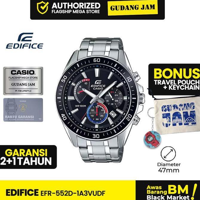 Jam Tangan Edifice Pria EFR-552D-1A3VUDF EFR-552D-1A3 EFR552D EFR-552D EFR 552D Stainless Steel