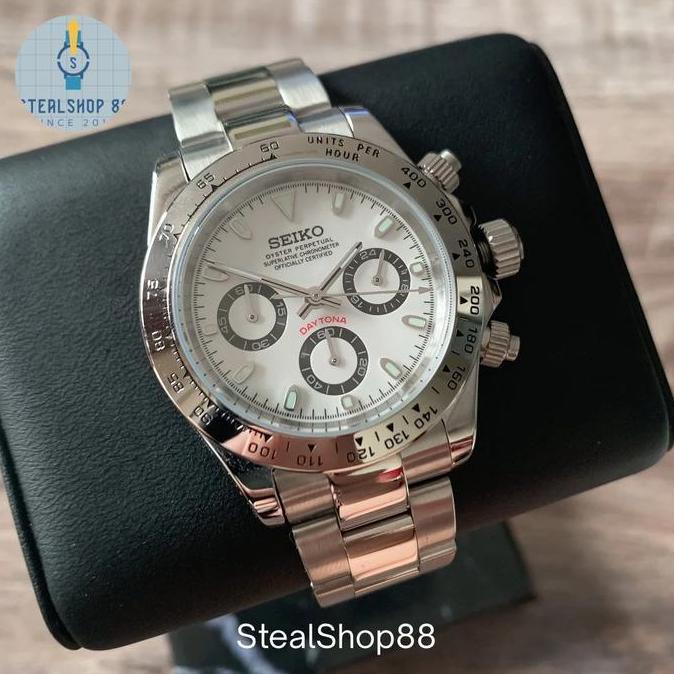 Seiko Daytona White Stainless Chrono VK63