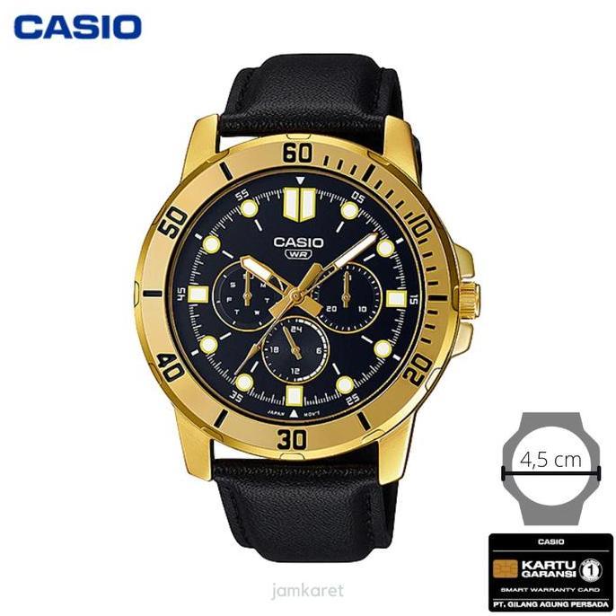 JAM TANGAN PRIA CASIO MTP-VD300GL-1E ORINAL - MTPVD300GL HITAM GOLD