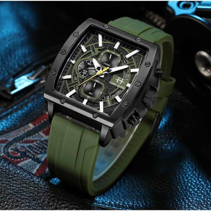 Evans Jayden Jam Tangan Pria 9463-2 Rubber Silicon Chronograph Kaca Sapphire Water Resistant 5ATM St