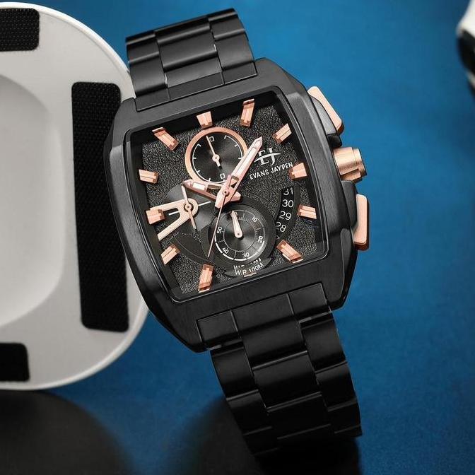 Evans Jayden Jam Tangan Pria 9546 Rantai Stainless Steel Kaca Sapphire Chronograph Water Resistant 1