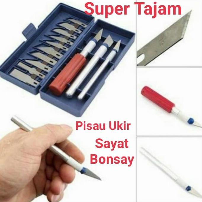 pisau sayat bonsai kelapa pisau ukir kayu 5 pisau cadangan Tajam BISA GRAB