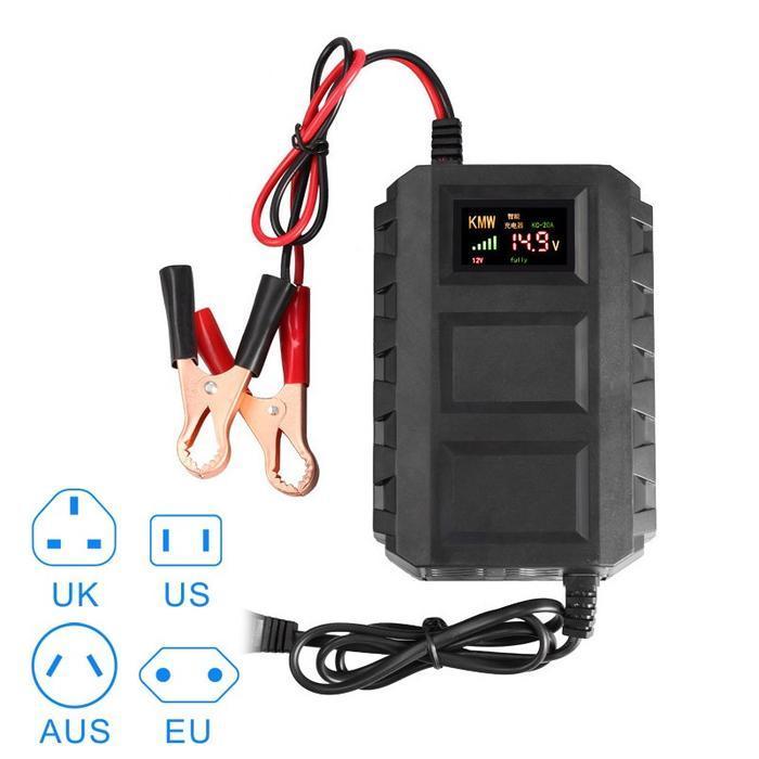 Charger Aki 20A 12V Mobil Motor Lcd Smart Casan Cas Accu Basah Kering Original Dan Terpercaya