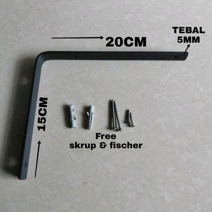 siku rak dinding besi 20x15cm TEBAL 5mm