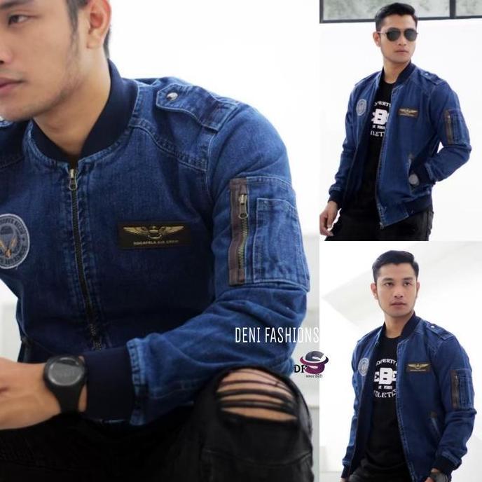 DFS Jaket Jeans Pria Casual Rocafela Denim Keren Trendy Kekinian M L XL XXL Bomber Cowok Distro jake