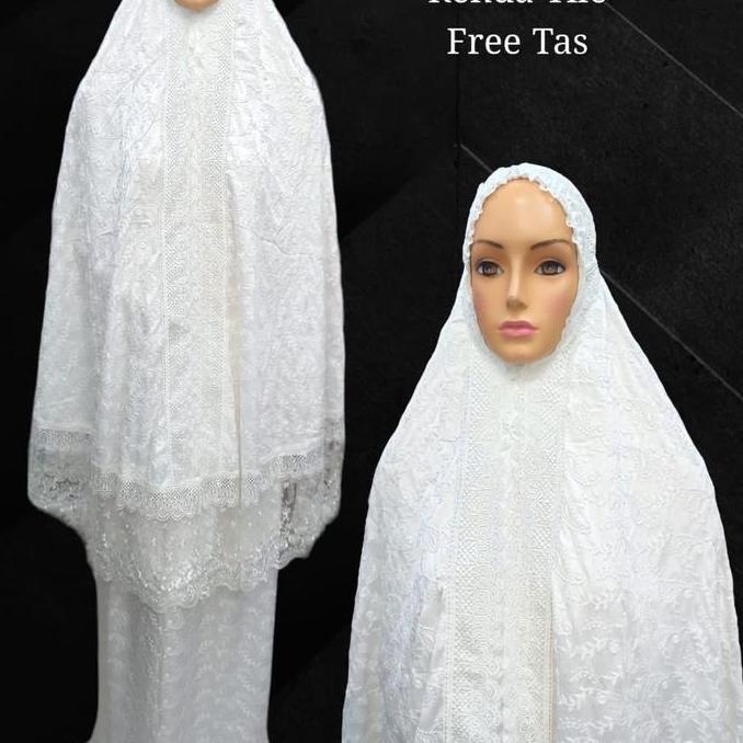 Mukena dewasa bahan sutra paris KD renda katun & KD renda tile