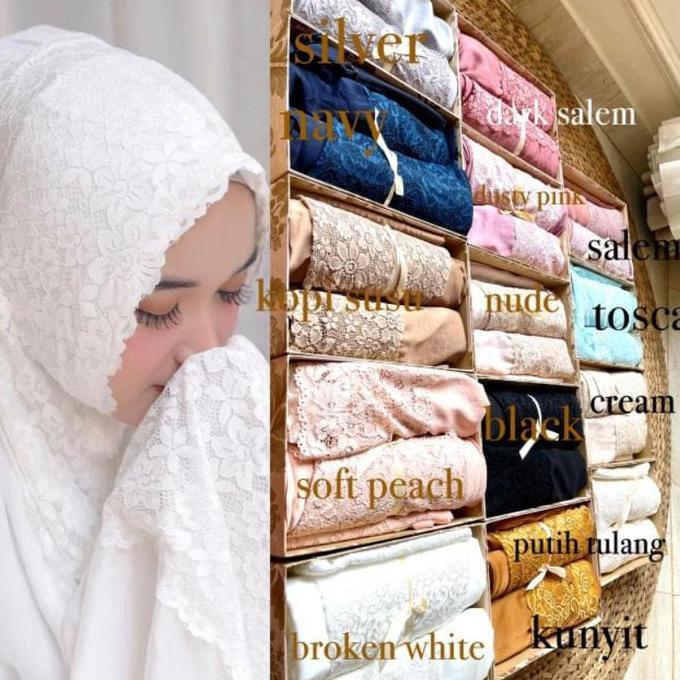 Mukena Silk Zara Premium BROKEN WHITE/PUTIH ORI SUPER LEMBUT/MUKENA HANTARAN MURAH