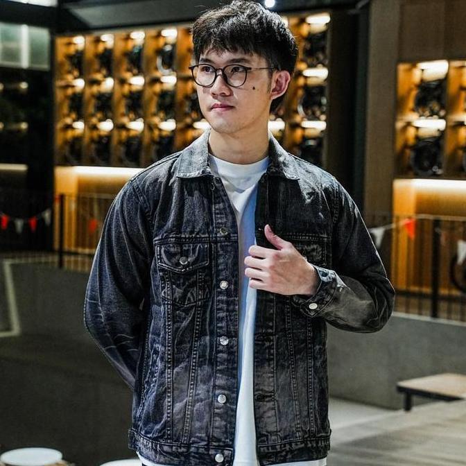 Weird Jeans - Dallas Black - Jacket Trucker Pria Slim Fit Warna HItam