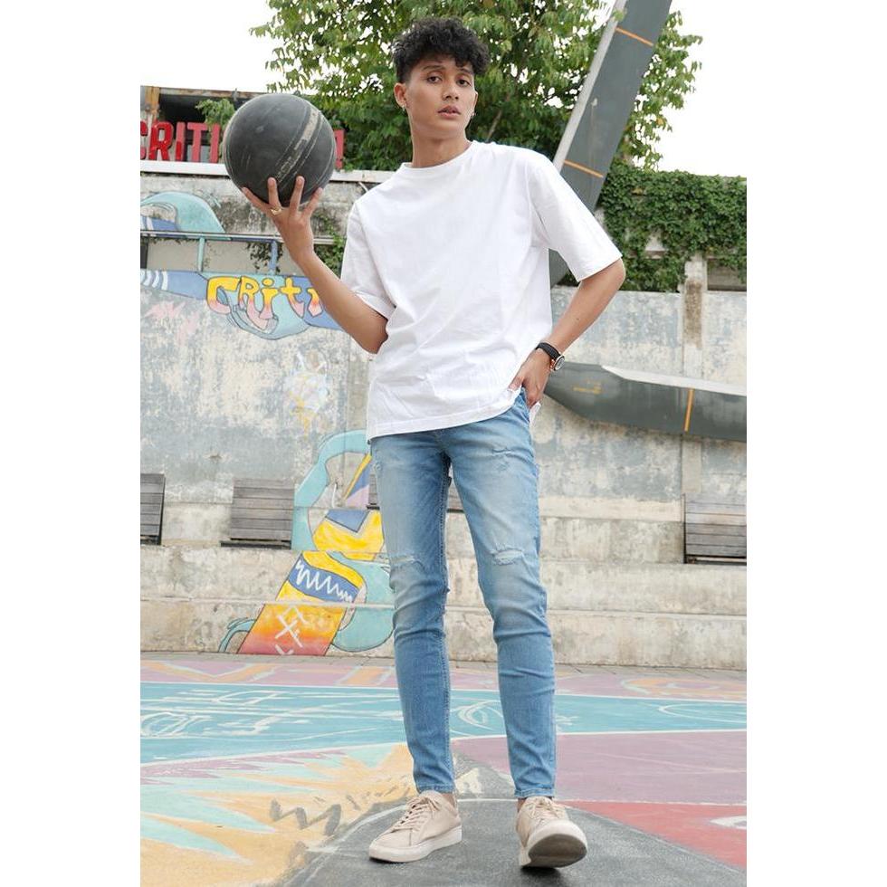 Skinny Ripped Jeans Stretch Faded OXCON