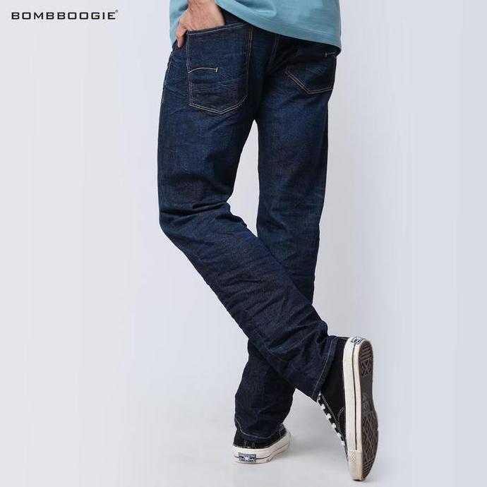 Bombboogie Celana Jeans Pria Slimfit J5 Series Dark Blue 43SJ5B3DL