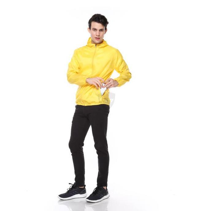 JAKET OLAHRAGA Jaket Parasut Kuning cowok outdoor nyaman dipakai