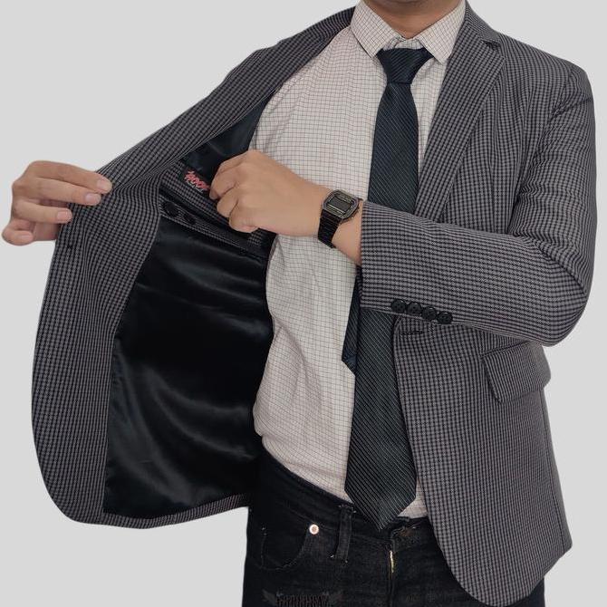 jas pria blazer pria abu cokalat merah navy ungu violet putih abu motif houndstooth kotak kotak tart