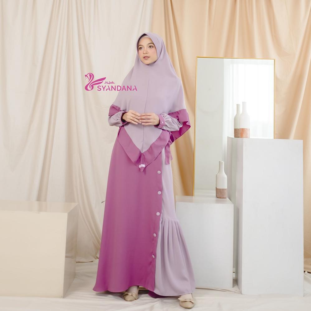 Hijab Syandana Gamis Syari Wanita Halwa Dress Gamis Kombinasi (TANPA HIJAB)