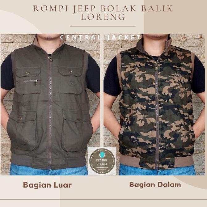 ROMPI JEEP BOLAK BALIK LORENG - JAKET ROMPI OUTDOOR - ROMPI PRIA