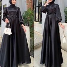 Mila dress muslim korea satin - Gamis kondangan - Gamis bridesmaid - Gamis muslim - Gaun pesta