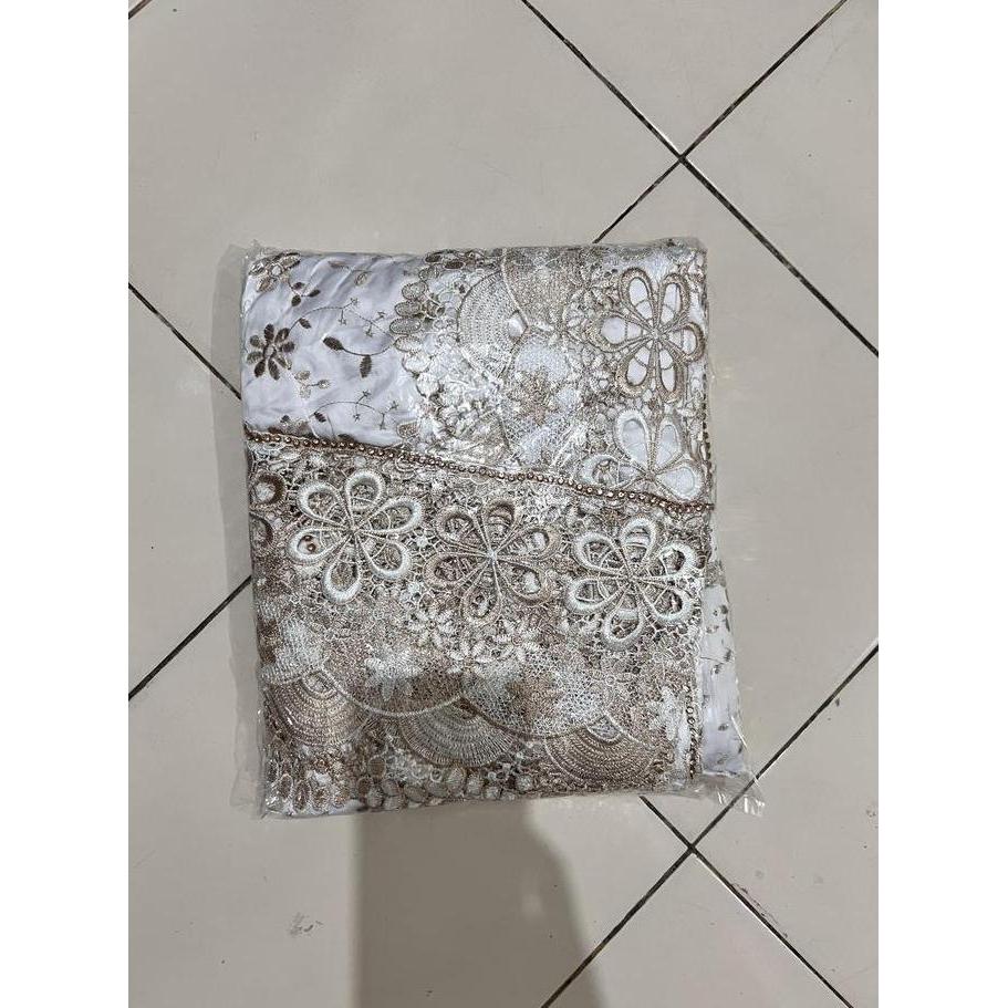 Mukena Sutra Terbaru Bordir/Renda Seroja Bordir
